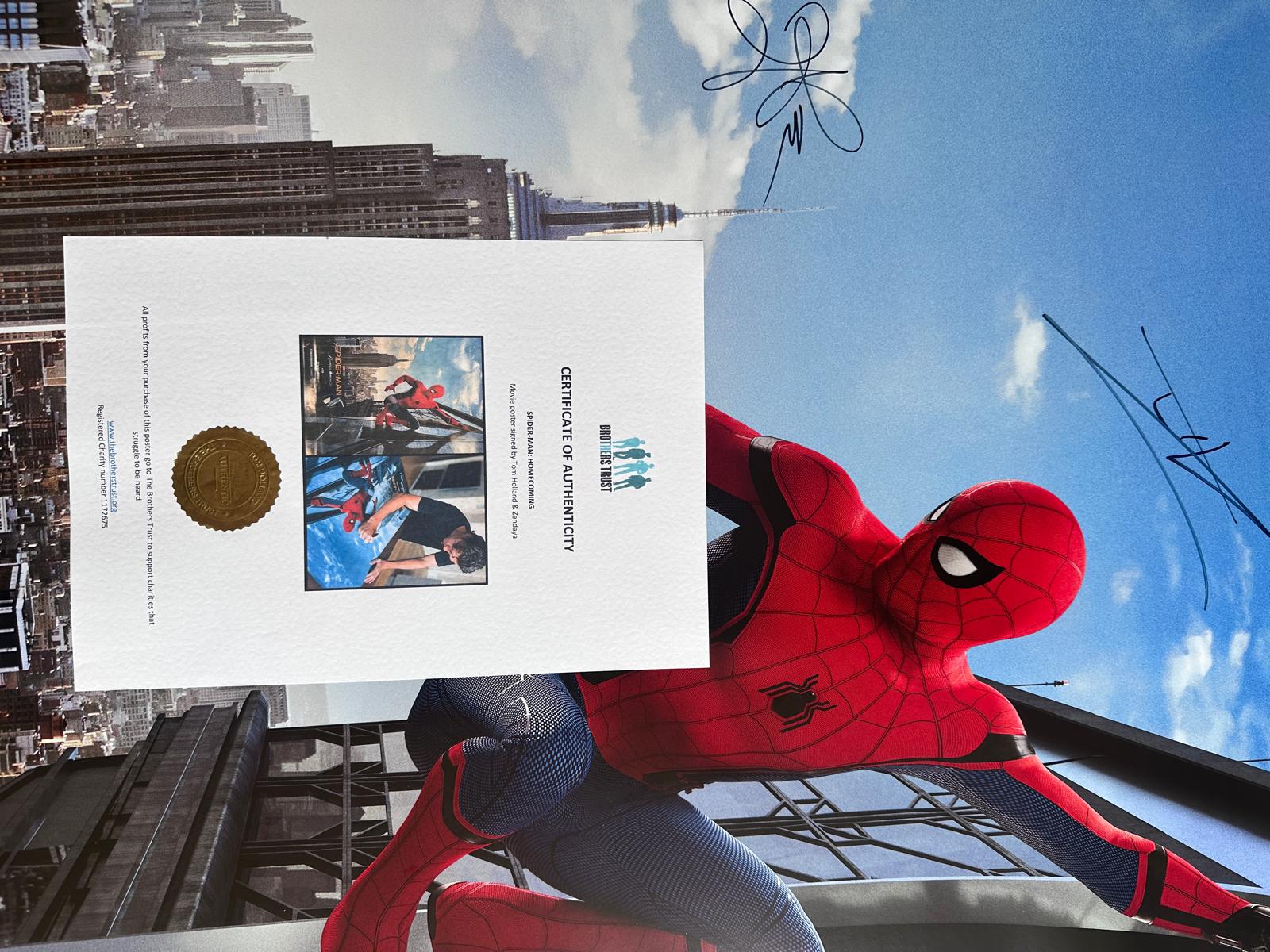 Spider-Man: Homecoming movie poster, signed by Tom Holland and Zendaya